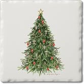 Thirstystone O' Christmas Tree 4 Pack Tumbled Tile Stone Coasters | 4" Square, Protective Cork Backing, Manufactured in the USA, Absorbent