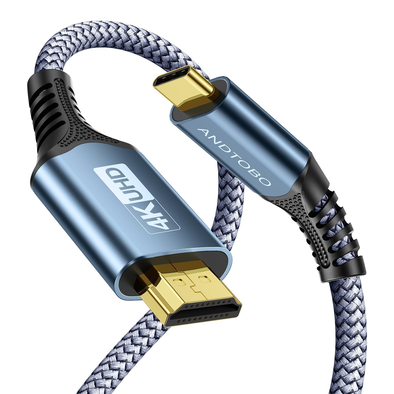 4K USB C auf HDMI Kabel,【2M】HDMI auf USB C Kabel Geflochten Thunderbolt 3/4 Kompatibel mit iPhone 15 Pro, MacBook Pro 2018/2017, MacBook Air/iPad Pro, Galaxy S23/S22/S10/S9, Surface Pro, XPS