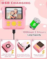 YKSLEMON Instant Print Camera for Kids 1080P 32G SD Card Pink 3 Print Rolls view 7