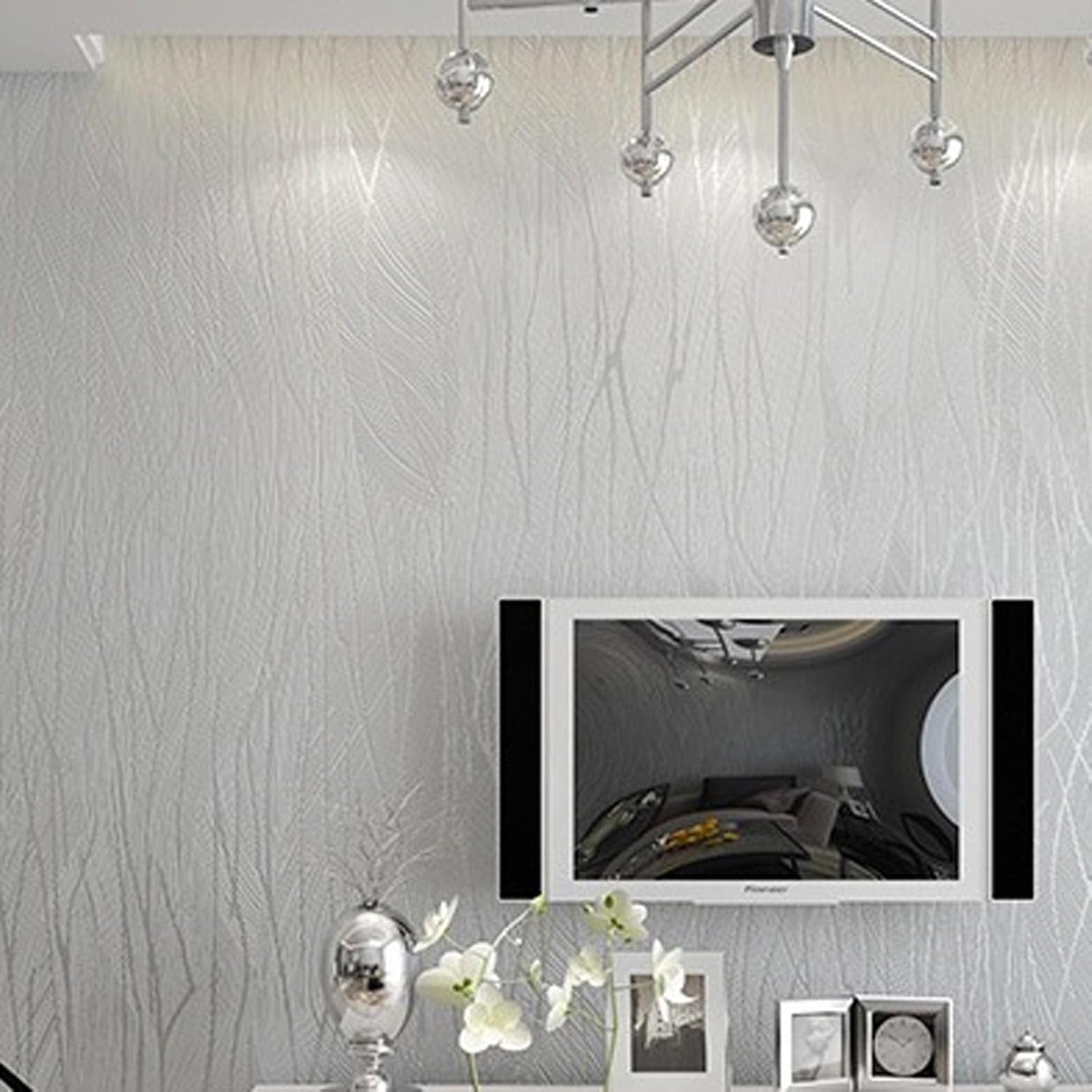 Dorani 3d Modern Non Woven Lines Flocking Embossed Textured