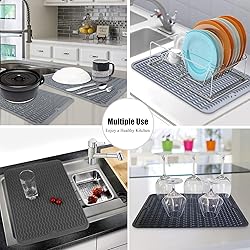 Silicone Dish Drying Mat, Non-Slip Easy Clean Sink