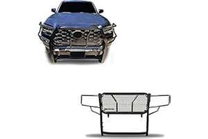 BLACK HORSE OFF ROAD Black Horse RUGGED Heavy Duty Grille Brush Bumper Guard Modular Black Compatible with 2016-2023 Toyota Tacoma(Blocks Sensor)-RU-TOTA16-B