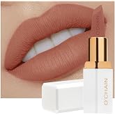 O'CHAIN Warm Nude Matte Lipstick, Long Lasting, Full Coverage Lip Color | Long Lasting Matte Lipstick, Warm Nude, Full Coverage, Non-Transfer, Highly Pigmented, Creamy Matte, 01 BOARDWALK, 0.12 Oz