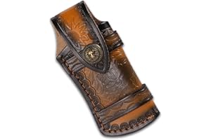 Xeerrfan Genuine Leather Pocket Knife Sheath, 5.31" Horizontal Folding Knife Hoslter for Belt, Portable Knife Holder Snap Case