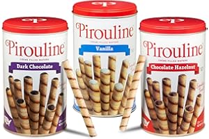 Pirouline Rolled Wafers - Best Flavor Mix, Chocolate Hazelnut, Dark Chocolate, and Vanilla Variety Pack - Rolled Wafer Sticks - 14 oz 3 Pack
