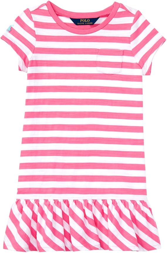 Amazon Co Jp ポロ ラルフローレン Polo Ralph Lauren ワンピース 女の子 キッズ 子供服 半袖 ストライプ 4 4t ピンク ホワイト 並行輸入品 服 ファッション小物