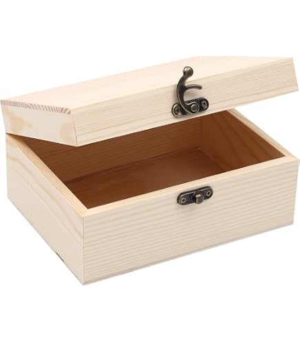 Unfinished Wooden Box With Lid – 8x4x2.3 Inch DIY Craft Box For Jewelry, Keepsakes & Home Storage