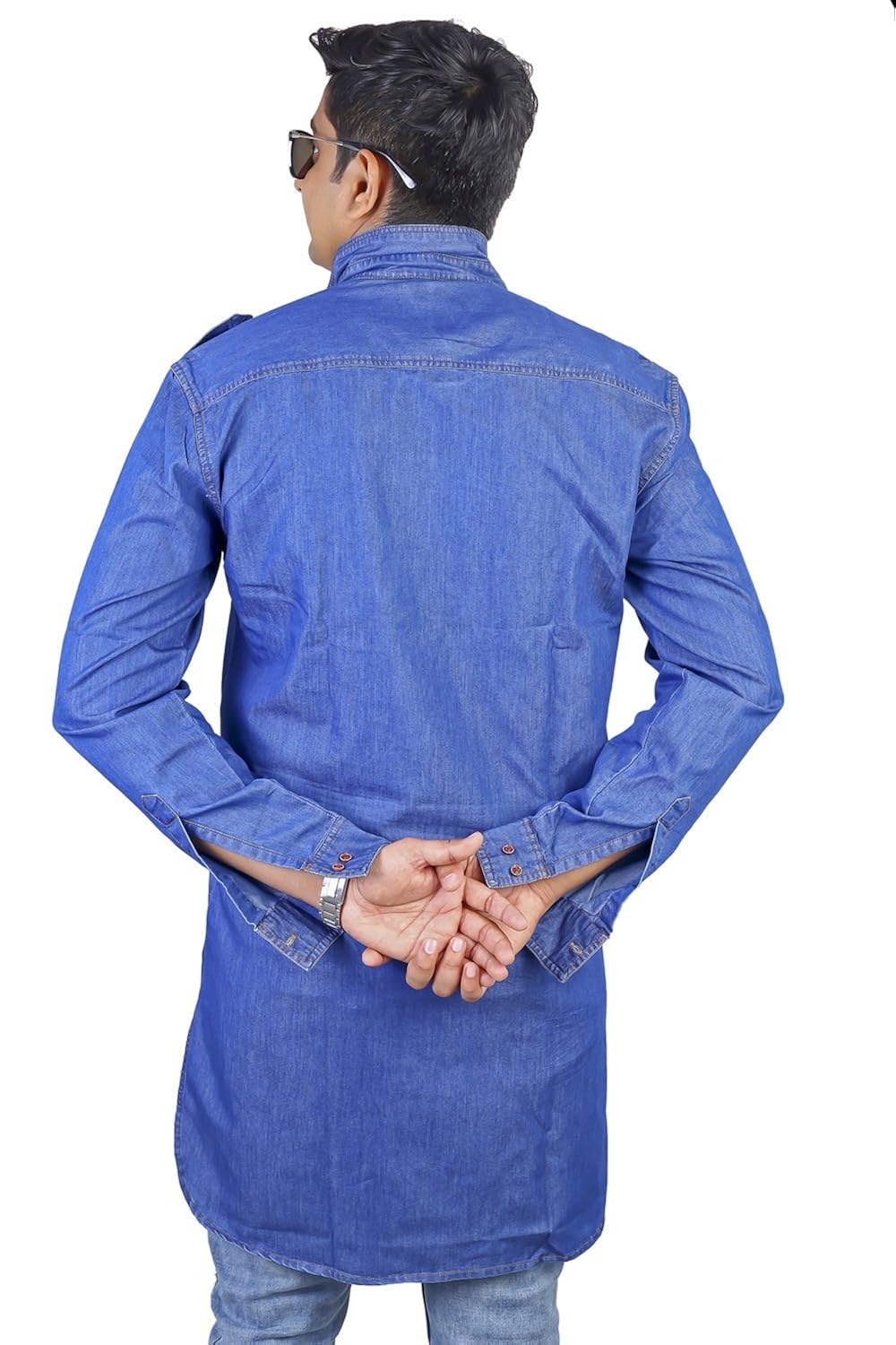 atm denim full sleeve patanekurta for men's
