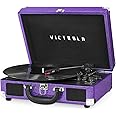 Victrola Journey Bluetooth Portable Suitcase Record Player – with Built-in Speakers, 3 Speed Vinyl Record Player, RCA Out, Headphone Jack, Purple Glitter