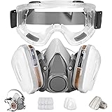 Respirator Mask,Half Facepiece Gas Mask with Safety Glasses Reusable Professional Breathing Protection Against Dust,Chemicals