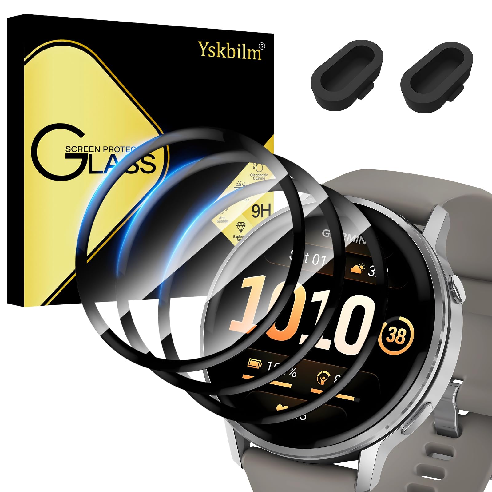 Photo 1 of ?3+2 Pack? for Garmin Venu 4 45mm Screen Protector + Silicone Anti-dust Plugs,[Anti-Scratch] 3D Full Screen Coverage Soft Film,Anti Scratch HD Clear Screen Protector for Garmin Venu 4 45mm