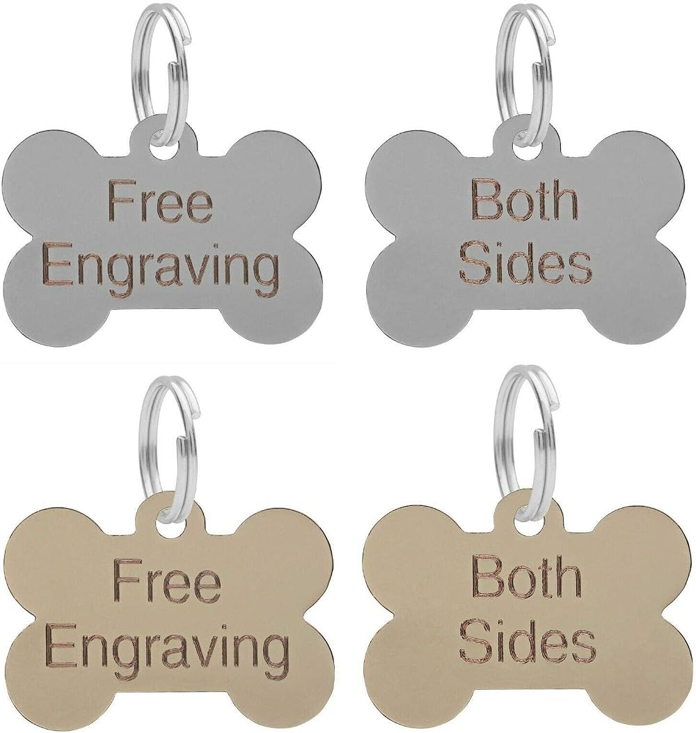 LarryRoo Dog Bone ID Tag Personalised Engraved 38mm Brass
