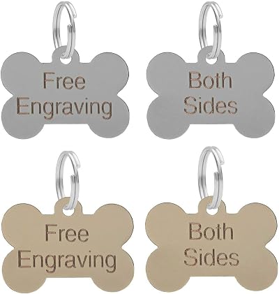 LarryRoo Dog Bone ID Tag Personalised Engraved 38mm Brass