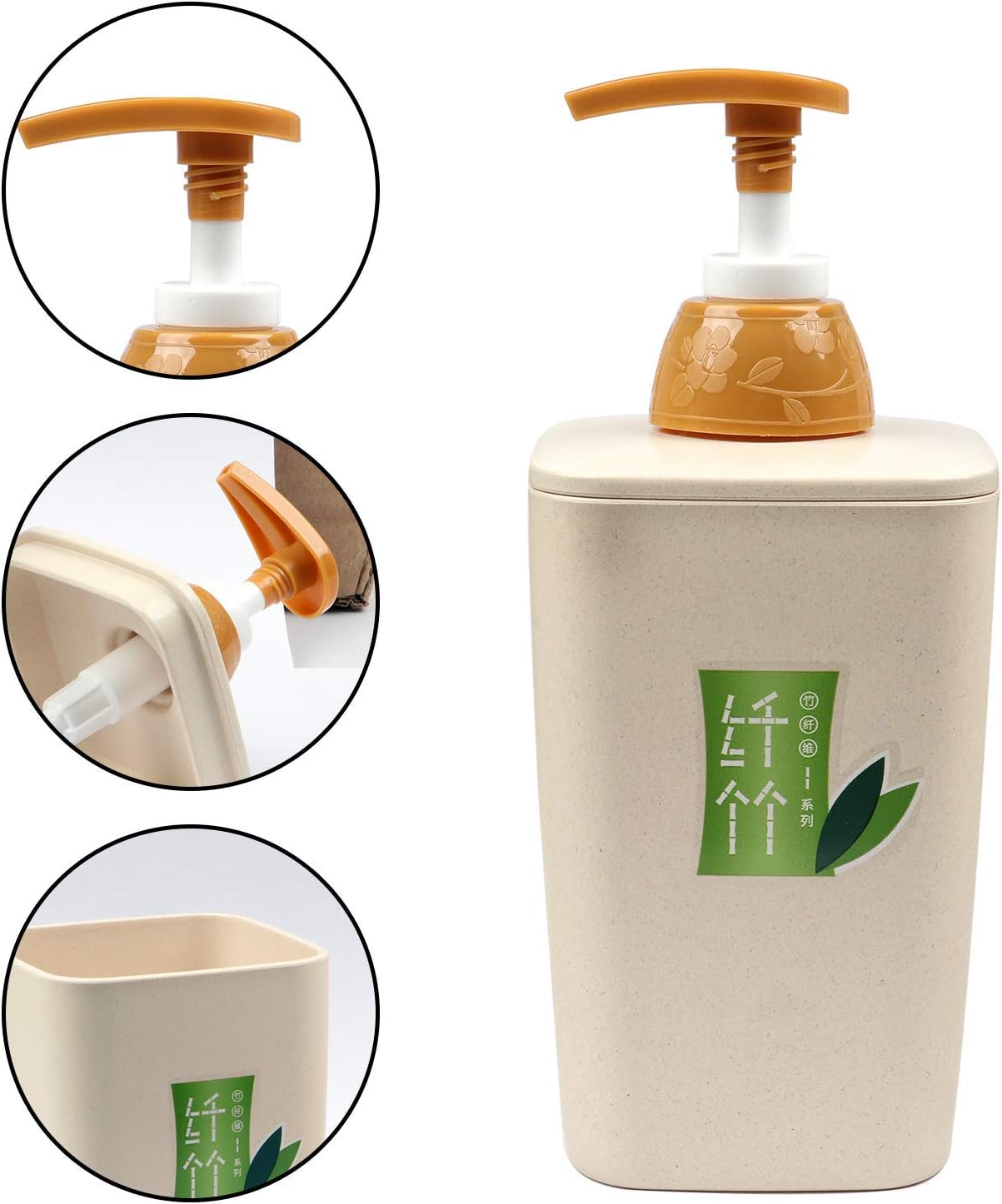 Flauntina Bamboo Fiber Elegant Cubic Soap and Shampoo Dispenser for Bathroom and Kitchen 420 ml