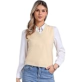 Allegra K Women's V Neck Sweater Vest Knit Pullover Sleeveless Sweater Top