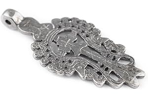 THE BEAD CHEST TheBeadChest Silver Ethiopian Coptic Cross Pendant, African Abyssinian Design, Orthodox Christian Pendant for Jewelry