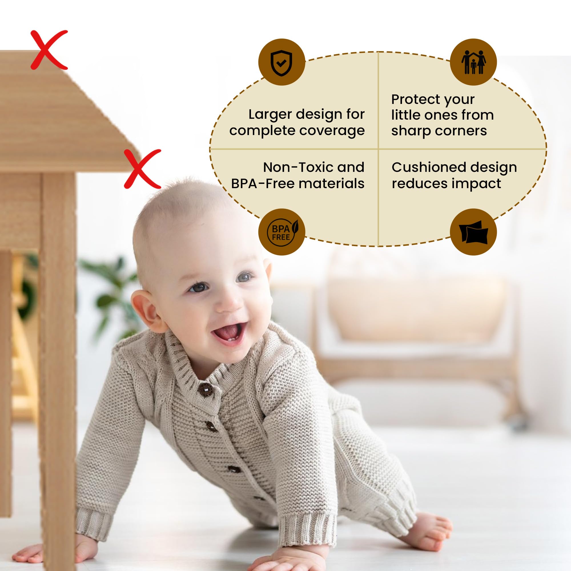 Baby Proofing Corner Protectors (8 Pack) | Extra-Large 2.5