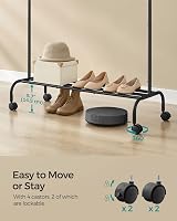 SONGMICS Clothes Rail Heavy Duty with Wheels Shelf Ink Black HSR131B01 view 5