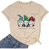 It's Fine We're Fine Shirt for Women - Christmas Gnomes Graphic Tee