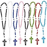 Needzo Bulk Colorful Corded Wood Rosaries with Crucifix, Catholic Necklace for Praying, 11/12 Inch, Color Assortment (Pack of 8)