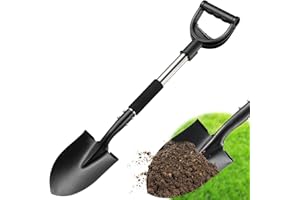 FEBLOMST Shovel, 31 inch Small Shovels for Digging Gardening, Camping, Off Road, Short Metal Garden Shovel with Round Point Blade, D-Handle Grip, Kids Mini Sand Beach Spade, Heavy Duty Car Snow Removal Tools