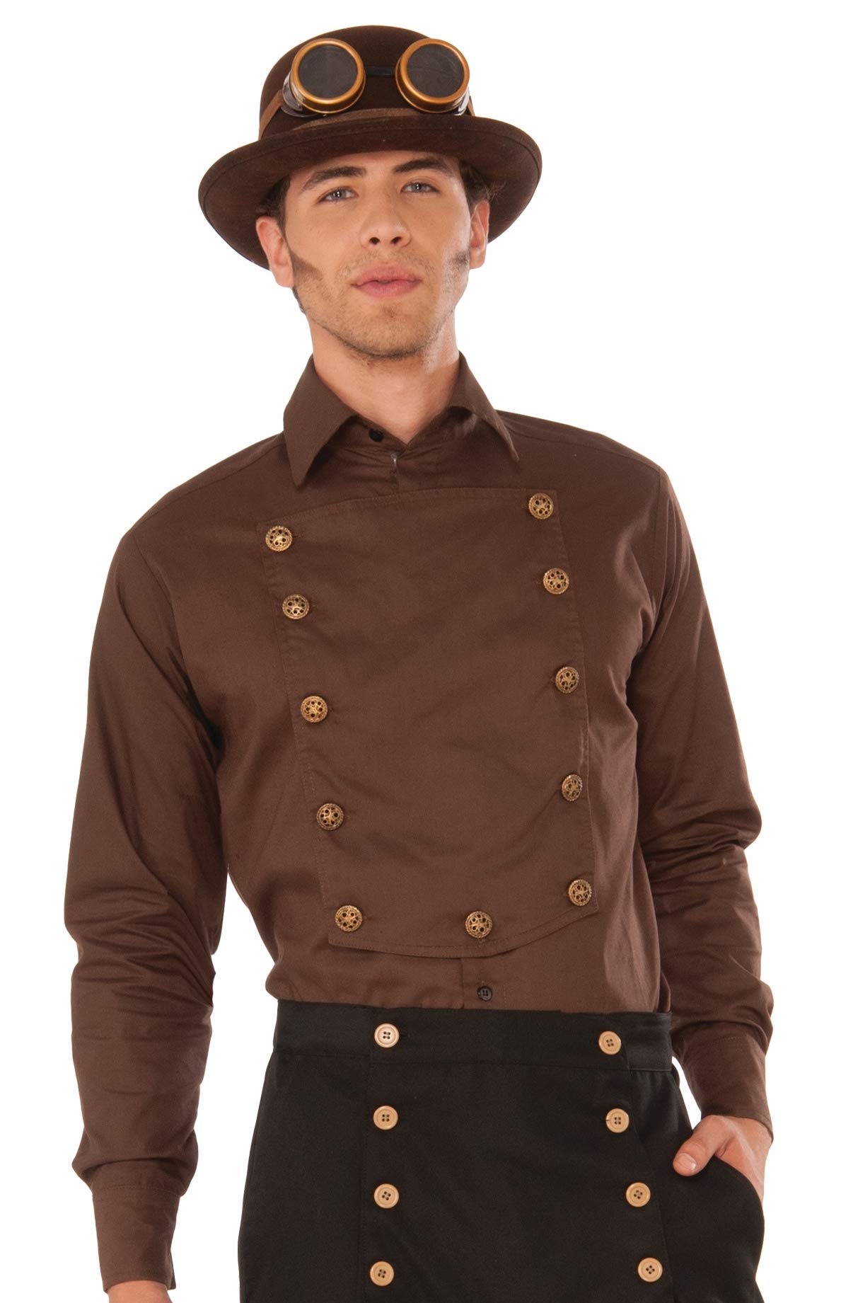 Forum Novelties X76370 Steampunk Shirt, Mens, Solid, Brown, 42-Inch