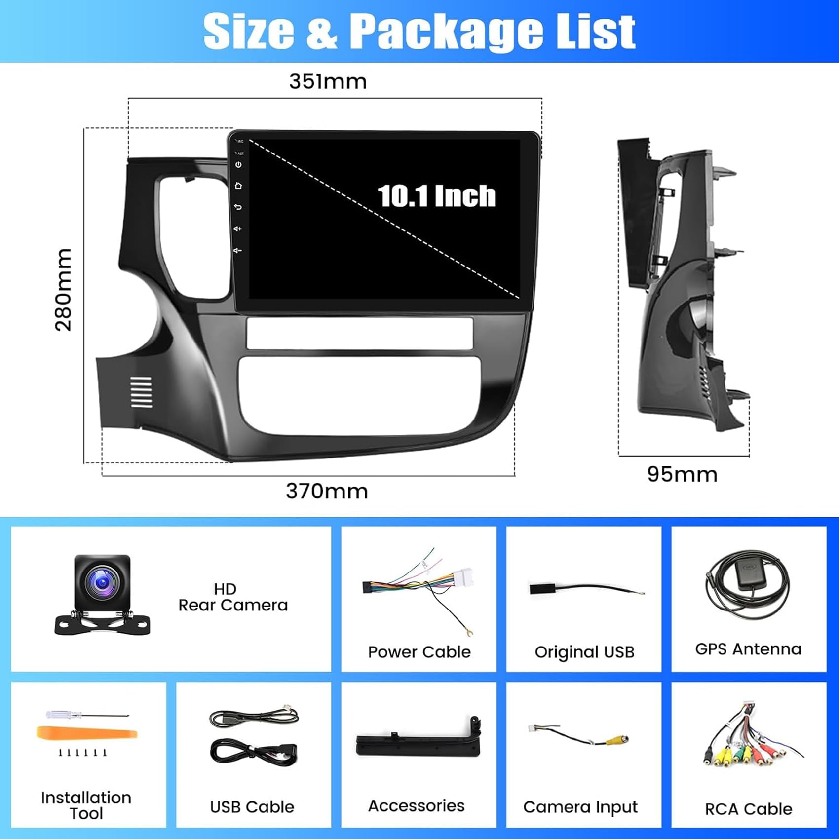 4G+64G Car Radio for Mitsubishi Outlander 2012-2018 Head Unit with Wireless Carpaly & Android Auto,10 Inch IPS HD Touch Screen Car Stereo Support GPS/Bluetooth 5.2/FM/Backup Camera/WiFi/SWC