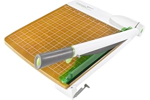 Westcott 16717 12-Inch CarboTitanium Wood Base Guillotine Paper Cutter, Multi-Paper Trimmer with 30 Sheet Capacity
