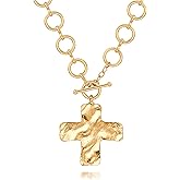 18k Gold Plated Chain Link Necklace for Women, Baroque Pearl/Compass Pendant Necklace