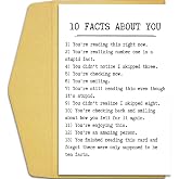 Qiliji Humorous Thinking of You Card, Just Because Card, Friendship Card for Men Women, Funny Birthday Card for Friend, Quote Card, 10 Facts About You Card, You're An Amazing Person