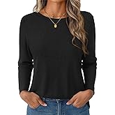 GKBK Women's Long Sleeve Shirts Casual Crewneck Tops Fall Fashion Soft Basic Tee for Work Business 2026