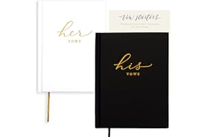 Wedding Vow Books His and Hers – Perfectly Sized, Hardcover Vow Booklets with Gold Foil Lettering – Vows Book Her & Him, Wedd