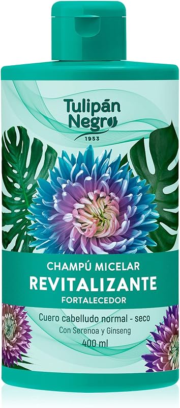 Black Tulip - Champô Micelar Revitalizante e Fortalecedor, Cuidado para Cabelo Normal a Seco, com Serenoa e Ginseng, 400 ml