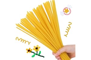 Hssugi Pipe Cleaners, 100PCS Pipe Cleaners Craft Supplies, Light Golden Chenille Stems Pipe Cleaners Bulk Fuzzy Sticks for DIY Art and Craft Projects Home Christmas Decoration