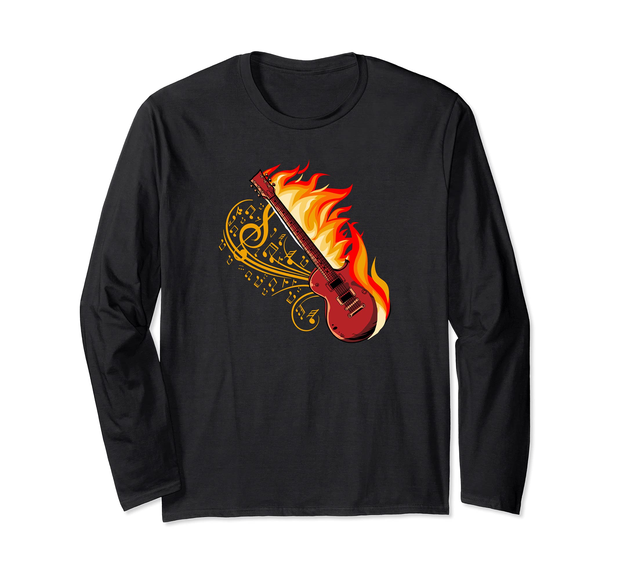 Electric Guitar Musician - E-Guitar Flames Rock Guitarist Long Sleeve T-Shirt