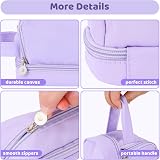 Alyvisun Large Capacity Pencil Case 3 Compartments Purple with Handle view 4