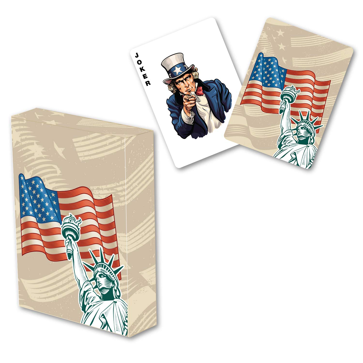 Photo 1 of Tan American Flag Playing Cards - Patriotic Graphics - Premium Quality - Veteran Gifts for Men or Women | Tan American Flag Cards