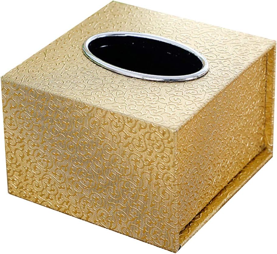 Lumpna Tissue Holder PU Leather Inner Car Waterproof Square Stylish Box Home Office Durable(Gold Cloud)