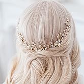 PTORIZNY Crystal Wedding Hair Comb Rhinestone Pearl Bride Hair Combs Gold Side Hair Combs Leaf Pearl Headpiece Bridal Hair Accessories for Women Christmas hair accessories