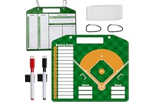 LONGJUNJUNFASHION Magnetic Baseball Coaches Clipboard, Dry Erase Coaches Lineup Board, Premium Tactical Baseball Coaching Board with 30 Lineup Cards and 2 Markers and Holders, Dugout Display Softball Coaching
