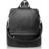 Wesccimo Genuine Leather Backpack Purse For Women Antitheft Real Soft Fashion Designer Convertible Shoulder Bag Black