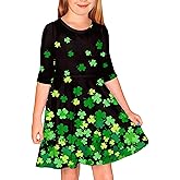 Remimi Girls St Patricks Day Dress 3/4 Sleeve Mardi Gras Party Dresses 3-14 Years
