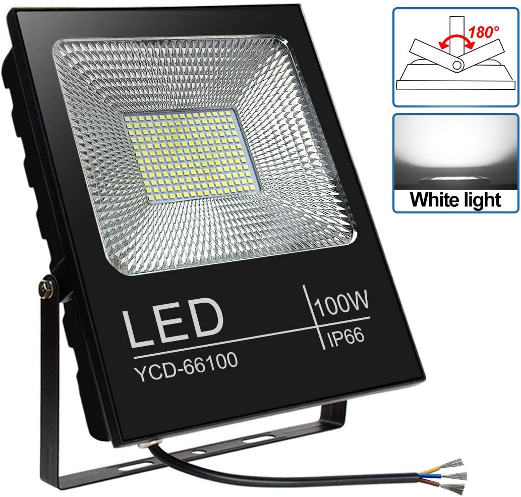 100W 8500LM Outdoor LED Flood Light, IP66 Waterproof White Light 6500K
