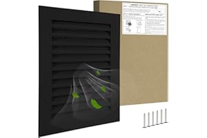 JONRIOX 16"*22" Gable Vent,Aluminum Alloy Wall Vent Shed Vents,with Removable Strainer and 180 Degree Opening Angle.Ideal for Attic,Shed,Garage,Play House,Coop.[Inside Dimensions:13.3"w X 19.6"h]-Black 1 Pack