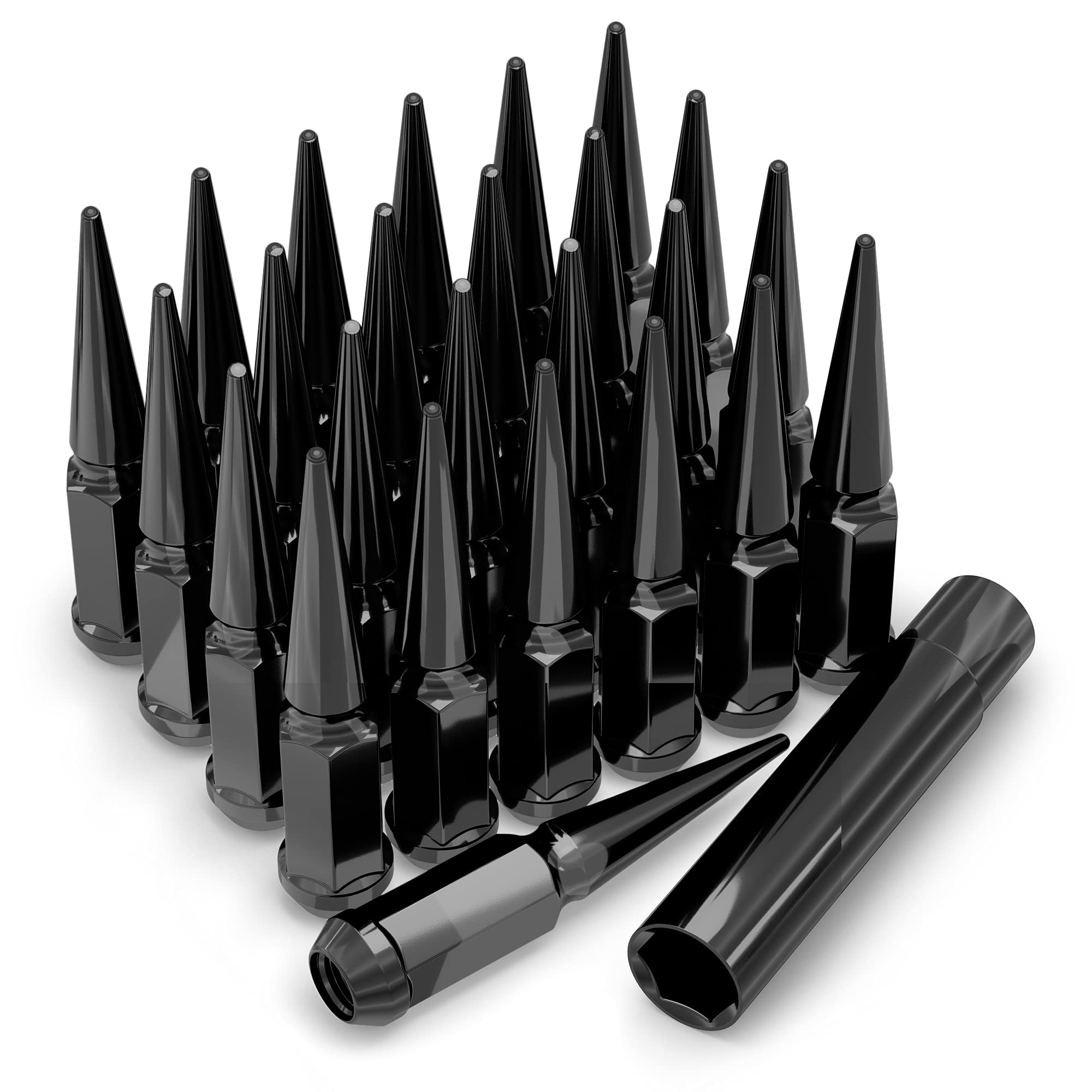 2904BK-25AM Black 1-Pc Hex Spike Lug Nut
