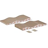 Amazon Basics Cat Scratching Post, Reversible Double-Sided Corrugated Cardboard with Catnip, Curved Wave Design, 16.5 x 8.1 x 1.6 in, 2-Pack