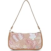 Oweisong Women Floral Beaded Purses Summer Hobo Embroidered Shoulder Bag Leather Sequin Top Handle Underarm Handbag