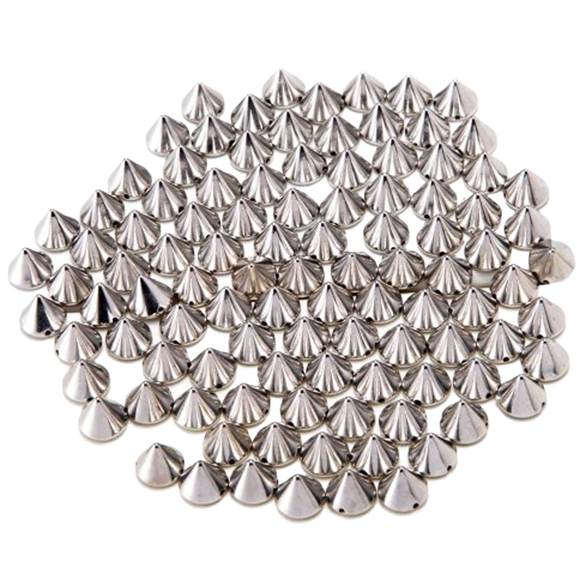 Photo 1 of AIYUE 100pcs 10mm Silver Acrylic Bullet Spike Cone Studs, Beads, Sew On, Glue On, Stick On, DIY Garments, Bags & Shoes Embellishment
