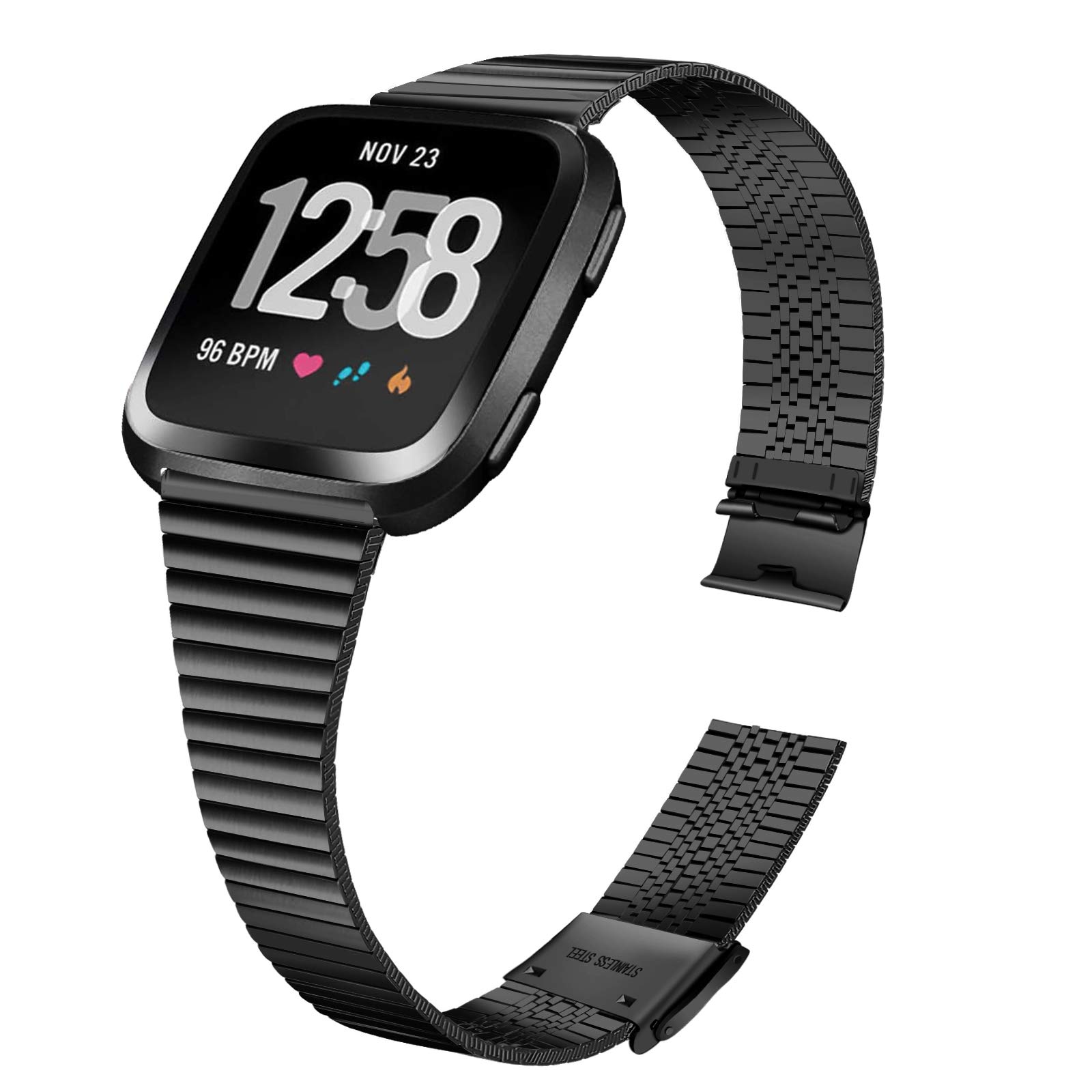 AISPORTS Compatible with Fitbit Versa Lite Strap for Women Men, Slim Adjustable Stainless Steel Metal Buckle Bracelet Sport Wristband Replacement Strap for Fitbit Versa 2/Versa/Versa Lite Smart Watch