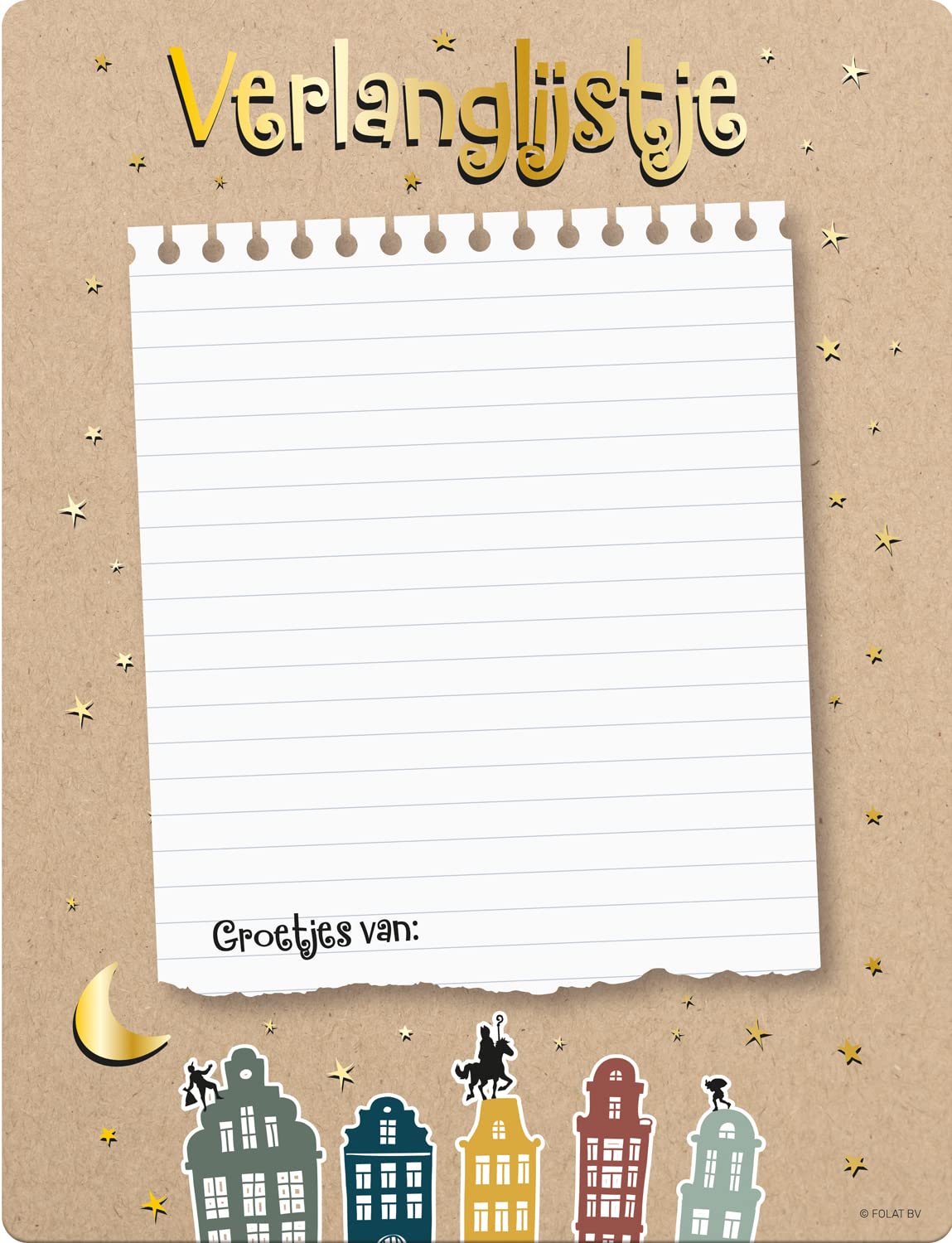 Folat 65697 Wishlists Welkom Sint & Piet (NL) – 4 pieces of Santa Claus, multicolored